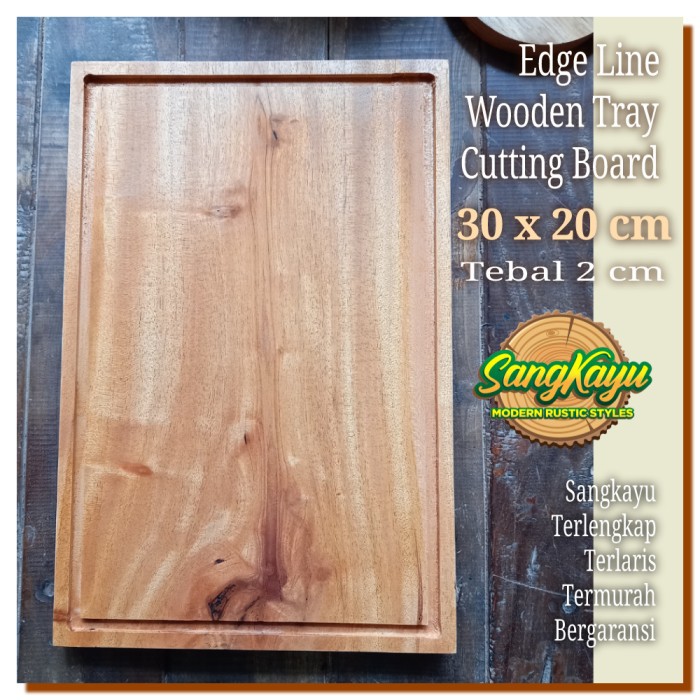 Talenan kayu mahoni line edge 30x20x2cm talenan kayu Cutting Board