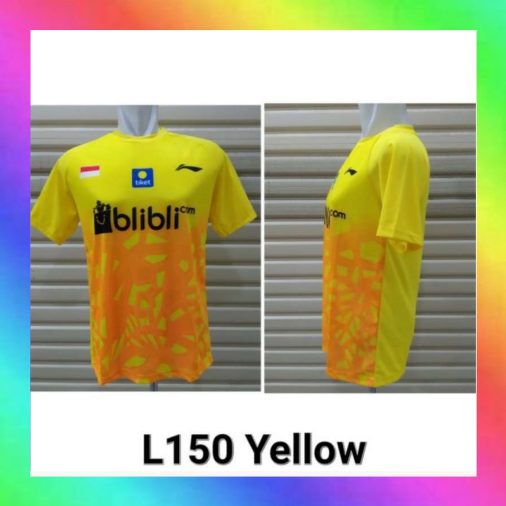 Baju jersey badminton kaos bulutangkis atasan lining L150(s) KUNING