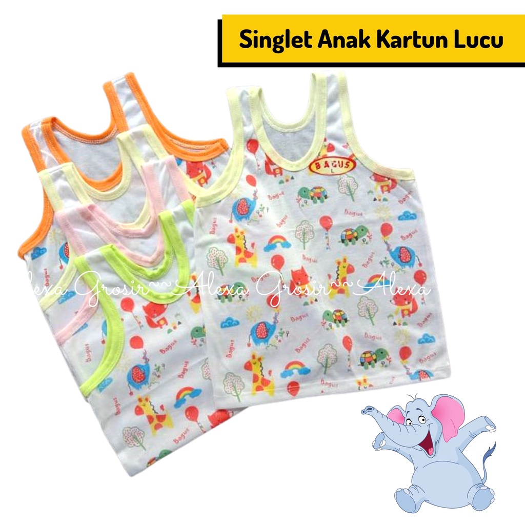 KAOS SINGLET ANAK 1-2 TAHUN COWOK/CEWEK LUCU HARGA MURAH MOTIF KARTUN