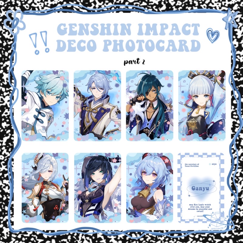 [read desc] Genshin Impact Deco Photocard - part 2 (ganyu, yelan, shenhe, kamisato ayato, kamisato a