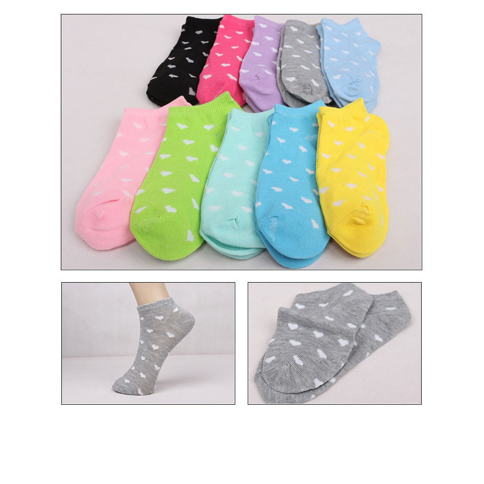 Kaos Kaki Korean Model Semata Kaki Ankle KaosKaki Pendek Murah Motif Love Garis Cute [KK]