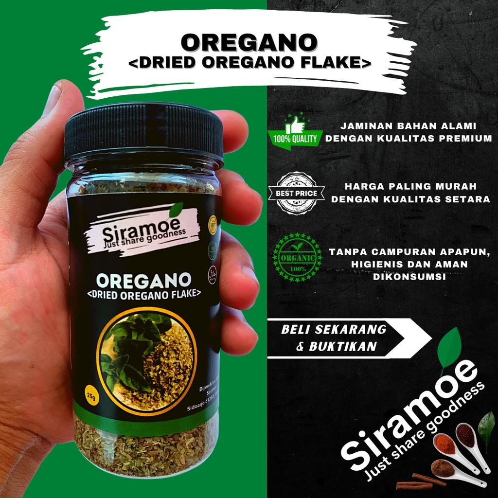 

Siramoe - Daun Oregano Leaves Flakes Kering 30 gr Murni Kualitas Premium Bumbu Masak Tabur Bubuk Buat Pizza Spageti Mpasi Asli Dried Western Herbs Herbal Jurus Sehat Rasulullah Jsr Rasa Rempah Nusantara