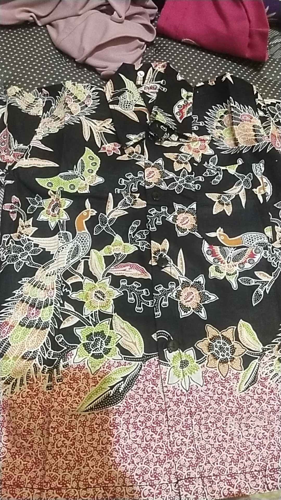 Couple Batik Anak Dress Dan Kemeja Lengan Pendek