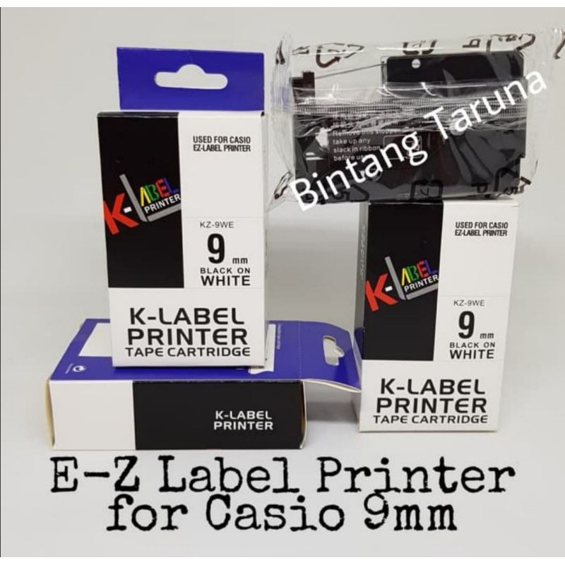 Tape Catridge EZ-Label Printer 9mm Label Tape KZ-9WE K-Label for Casio