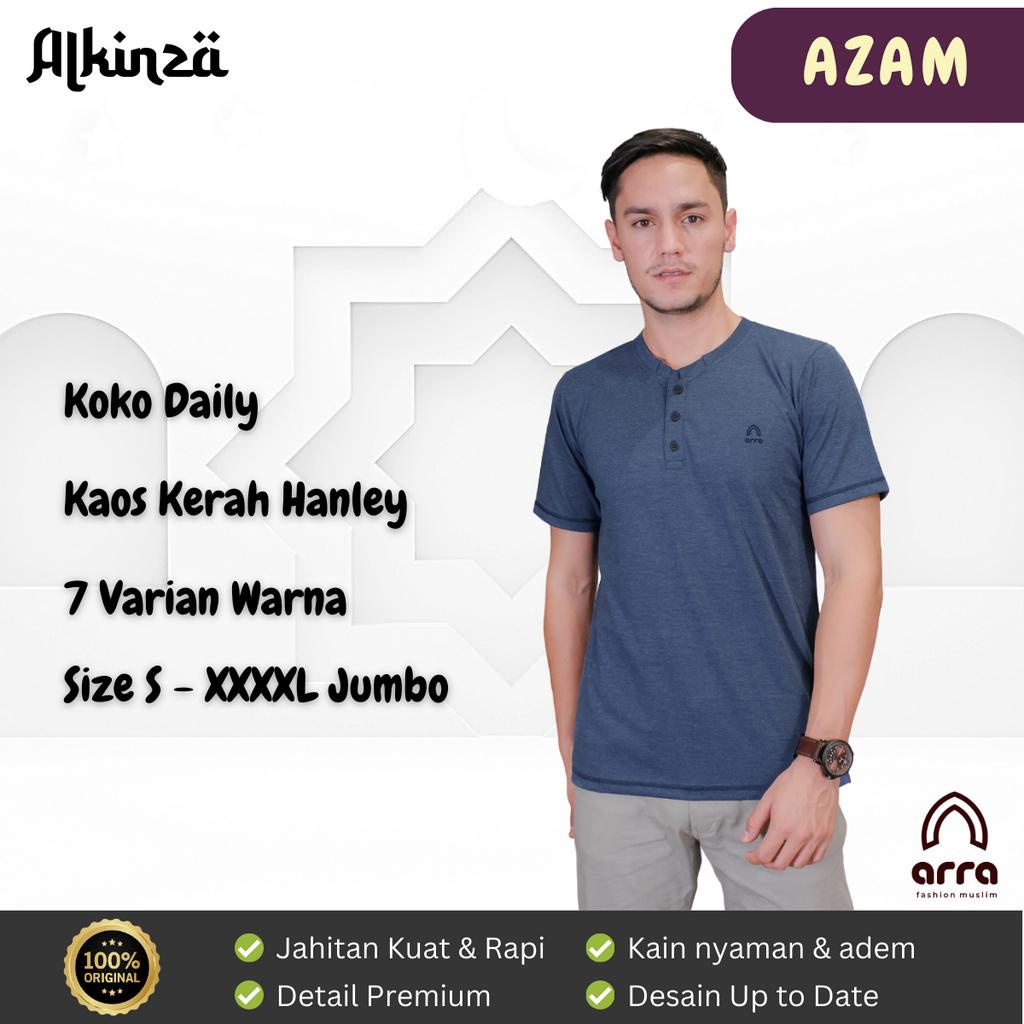 AZAM Kaos Koko Lengan Pendek / Baju Muslim Pria Model Kaos Hanley Premium Original by Arra