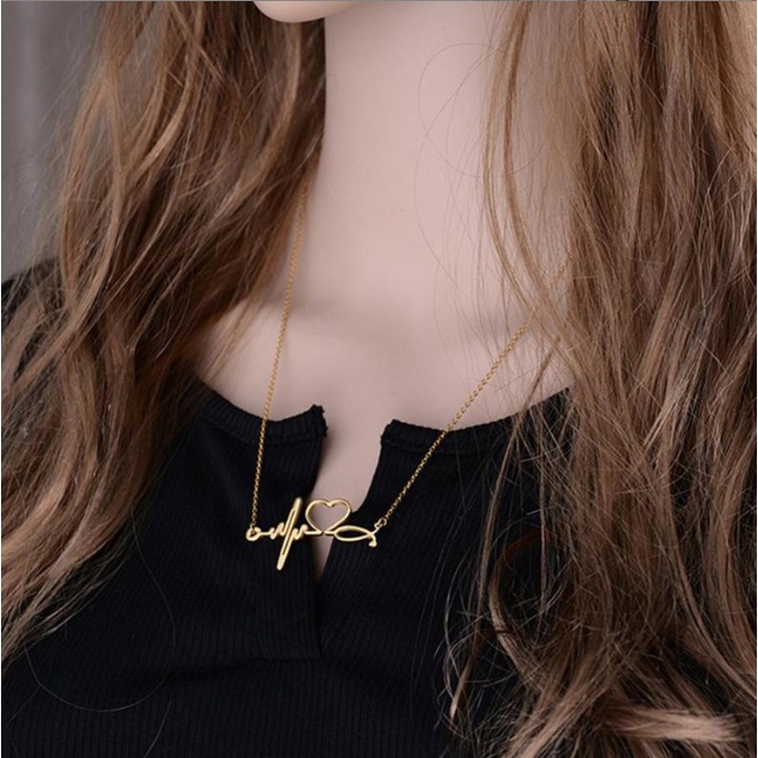 COD✨1 PCS kalung fashion korea wanita Elektrokardiogram Cinta rantai Klavikula