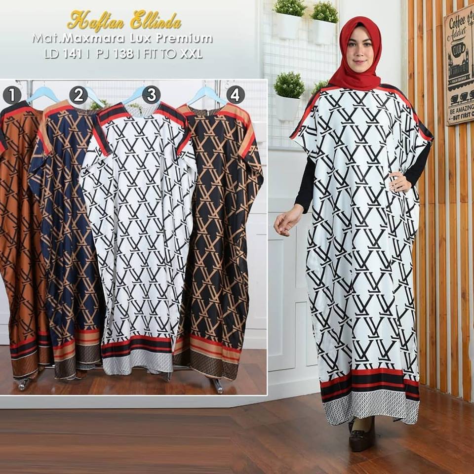 KAFTAN JUMBO ELLIN DM BAHAN MAXMARA LUX MOTIF ASLI