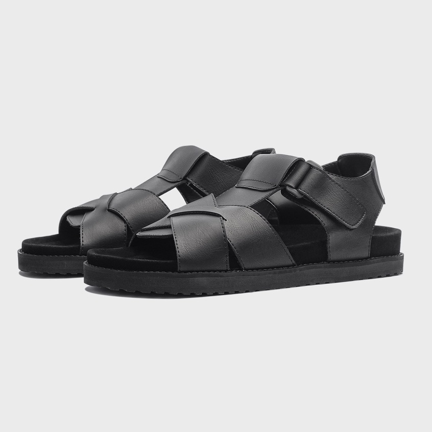 Caster Black | Sendal Casual Hitam Original Kasual Chunky Pria Cowok Sandal | FORIND x Giant Flames