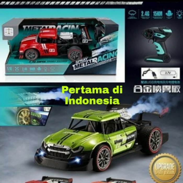 Mainan Mobil Remot Rc Metal Racing 2.4Ghz Keluar Asap Knalpot Drift On