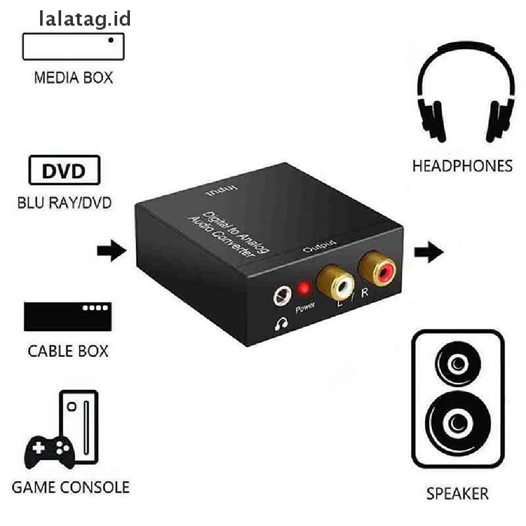 Adapter Konverter Audio Digital Toslink RCA L / R Stereo