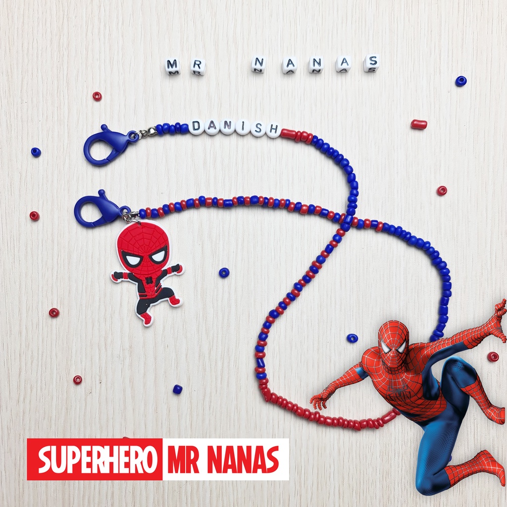 Strap Masker Superhero Anak Laki-laki FREE NAMA Gantungan Kalung Masker Anak Motif Pahlawan