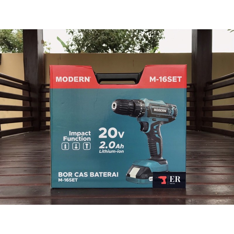 Bor Baterai Modern M 16 SET Bor Beton Tembok Cordless Impact Drill 20V