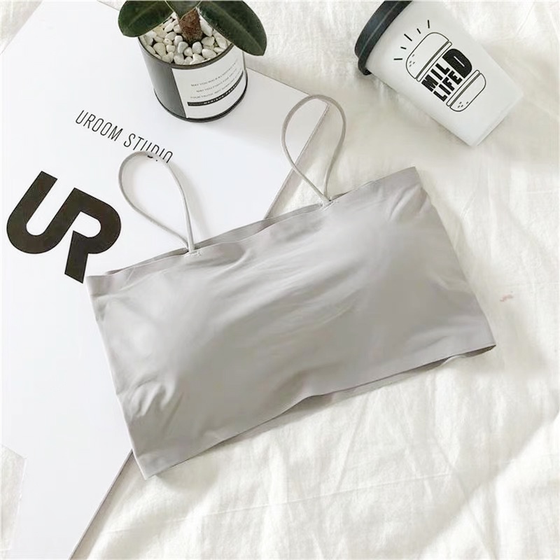 Bra Wanita Model Seamless Bahan Ice Silk BH Fashion Korea Sexy Import / Crop Top Bra Ice Silk-Bra-50 Abu Muda