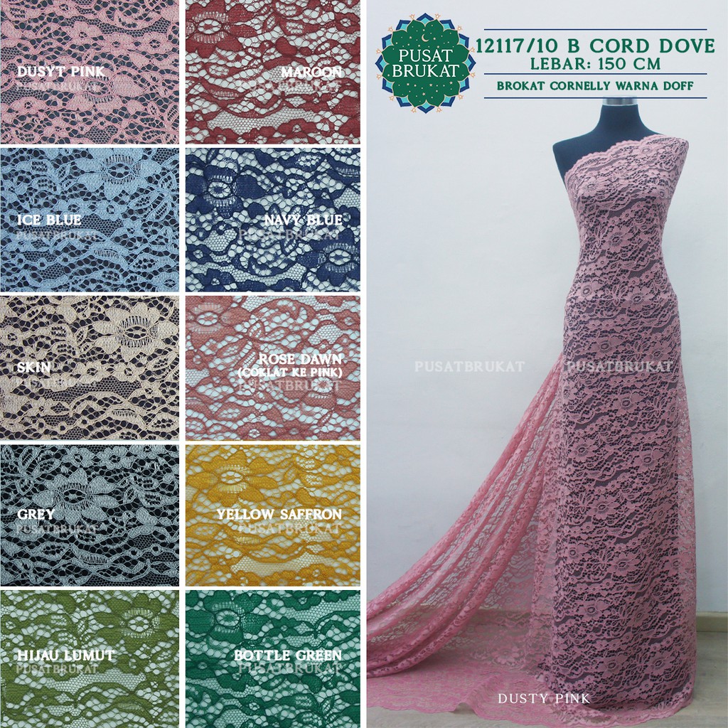 KAIN KEBAYA BRUKAT GLITTER / BAHAN BROKAT METALIK BELVA - LEBAR 150CM [harga per 0.5m]