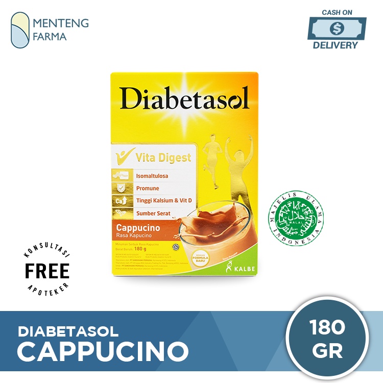 Diabetasol Cappucino 180 Gram - Susu Penambah Nutrisi Khusus Diabetes