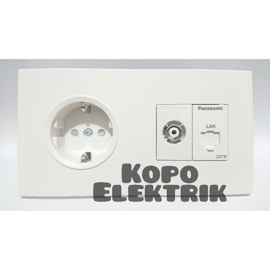 Panasonic Stop Kontak + Soket TV + Outlet Data Cat6 Style White