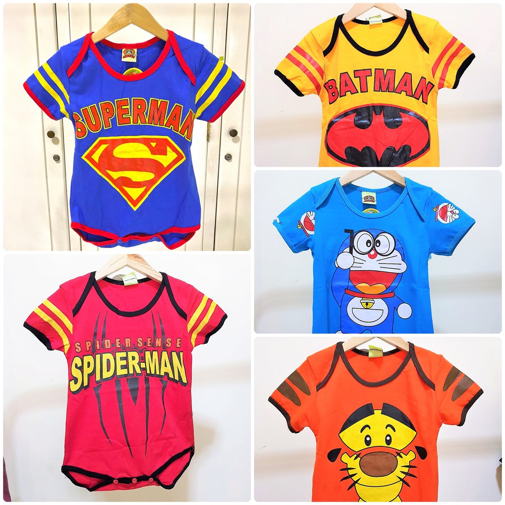 Jumper Bayi Murah Superhero Baju Bayi Overall Unisex Allsize 2-12 bulan Tangan Pendek