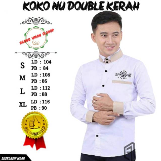 BAJU KOKO NU KERAH DOUBLE PUTIH EKSLUSIF OXFORD HQ SERAGAM HADROH AZZAHIR