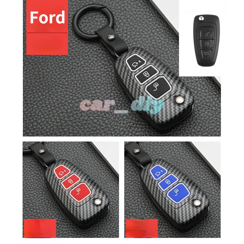 Casing Kunci Mobil Ford Focus 2 3 MK3 ST RS Ecosport Kuga Escape Fiesta Lipat Bahan ABS Aksen Serat Karbon