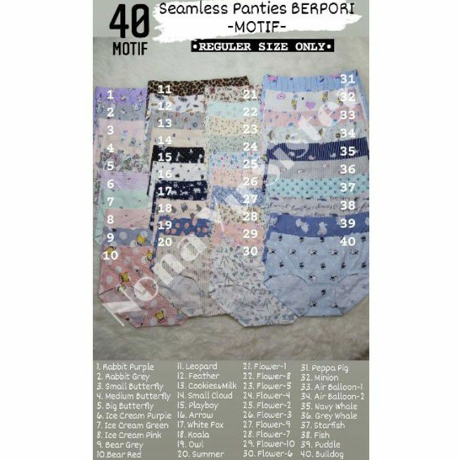 NonaYuSister - (REGULAR SIZE) SEAMLESS PANTIES BERPORI MOTIF/ Celana dalam Seamless CD Tanpa Jahitan