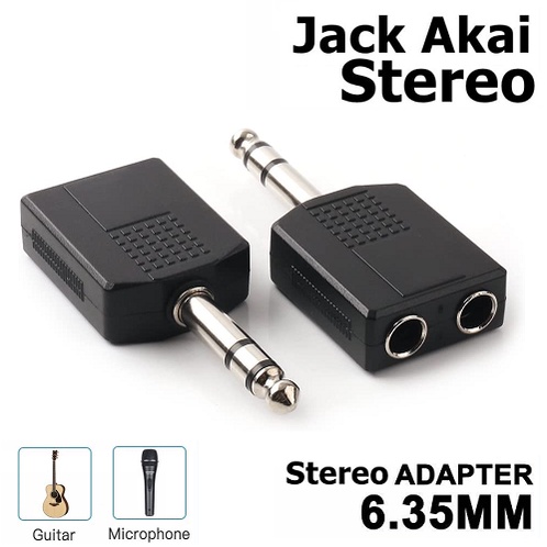 Konektor T Cabang 6.5mm Female To Male Jack Akai Stereo 1 To 2 Microphone Mic Audio Suara Box Ampli 