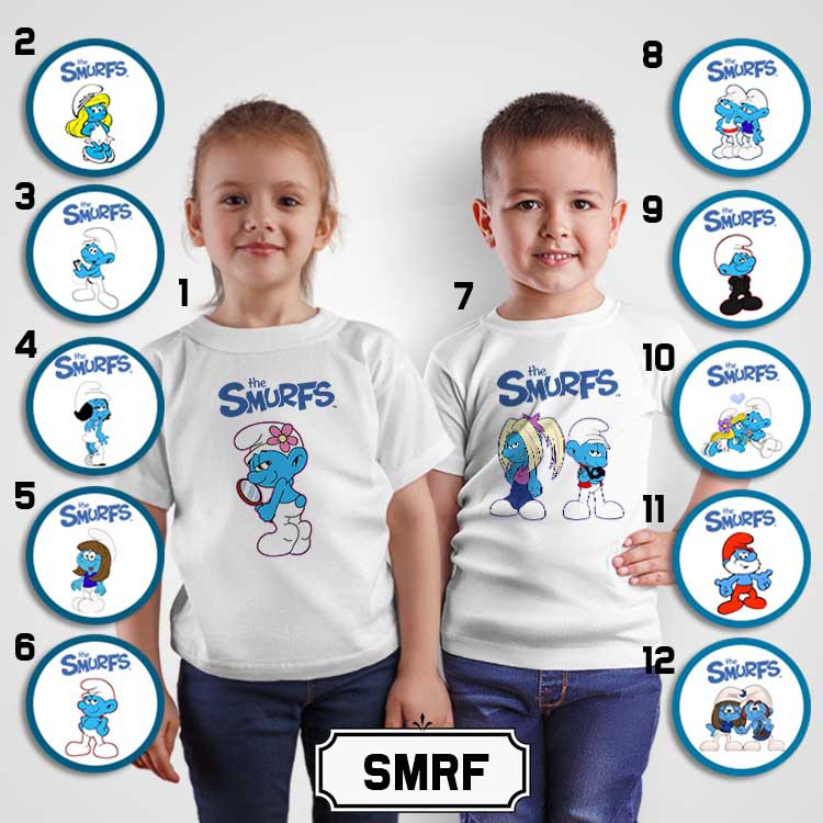 [KAOS ANAK] Smurft oblong custom tshirt laki perempuan boy girl santai rumah nama katun cotton