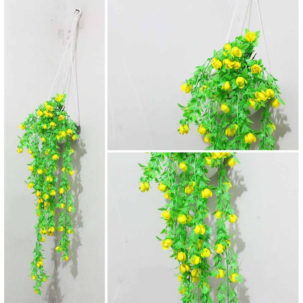 Unik bunga plastik   bunga hias   bunga artificial   pot gantung kuning Murah