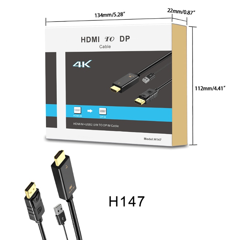 Btsg+usb2.0 Ke DP 1.8m 4K Kabel Data Extension Cable Dengan Power Supply Untuk Notebook/Proyektor