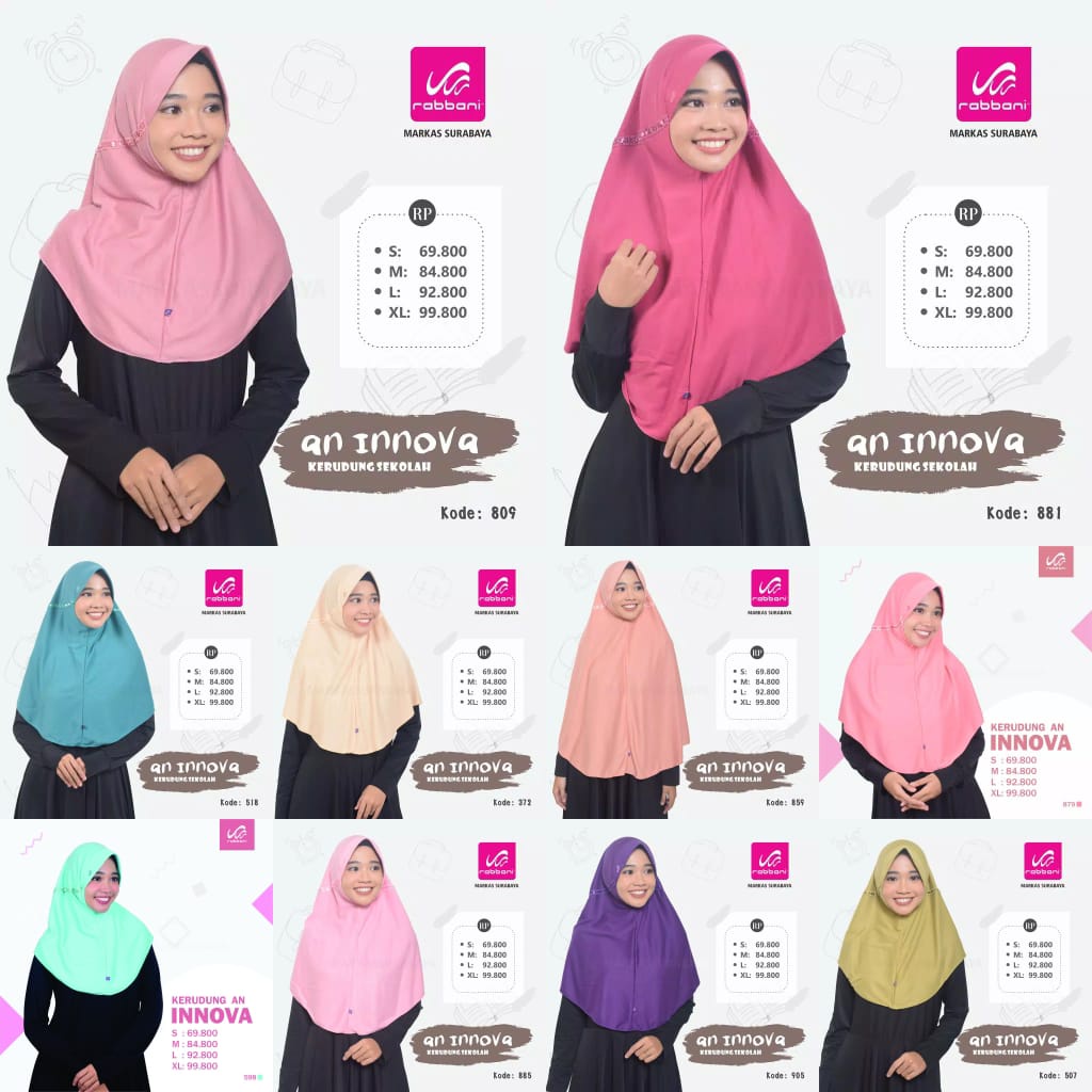 [SIZE L] KERUDUNG RABBANI SEKOLAH JILBAB RABBANI INNOVA TALI SERUT