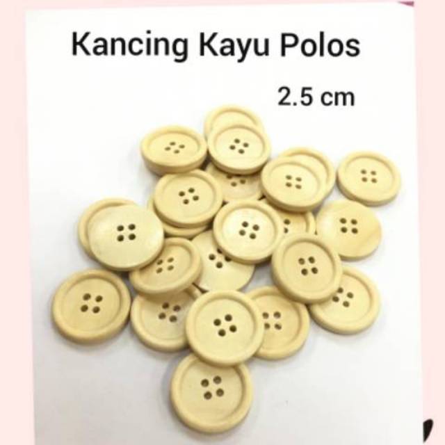 KANCING KAYU POLOS KREM 2.5 CM