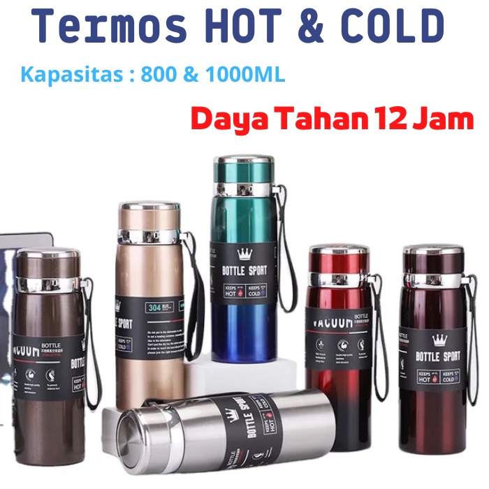 Termos Stainless Premium Panas Dingin 12 Jam 1000ML Termos Botol Minum Travel Hot Cold Thermos Kopi