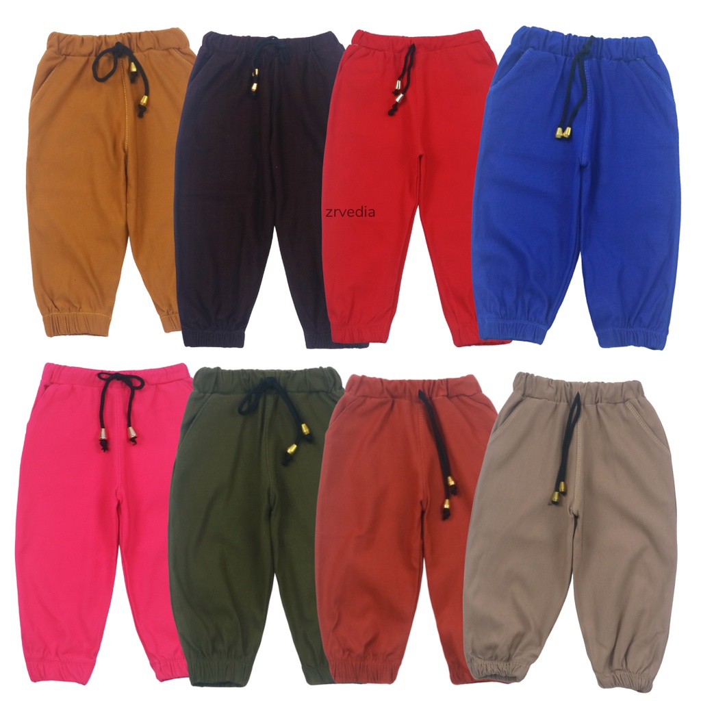 Jogger PREMIUM Polos Uk 1-6 Tahun /  Jeans Joger Denim Polos Jeans Pants Celana Panjang Anak Laki Perempuan