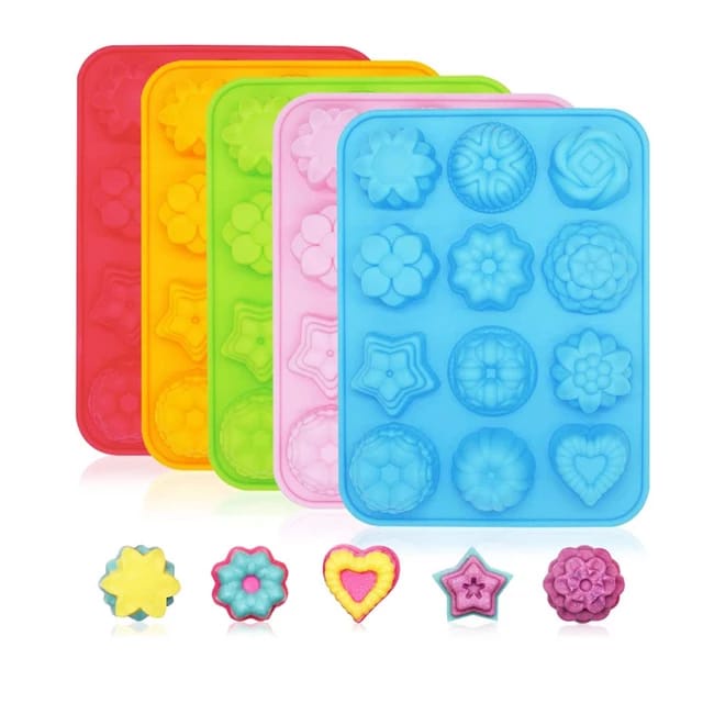 Cetakan Silicone 12 Motif Cetakan Coklat Pudding Jelly Silicone Cetakan 12 Hole Grid dengan 12 Motif Coklat Jelly Pudding