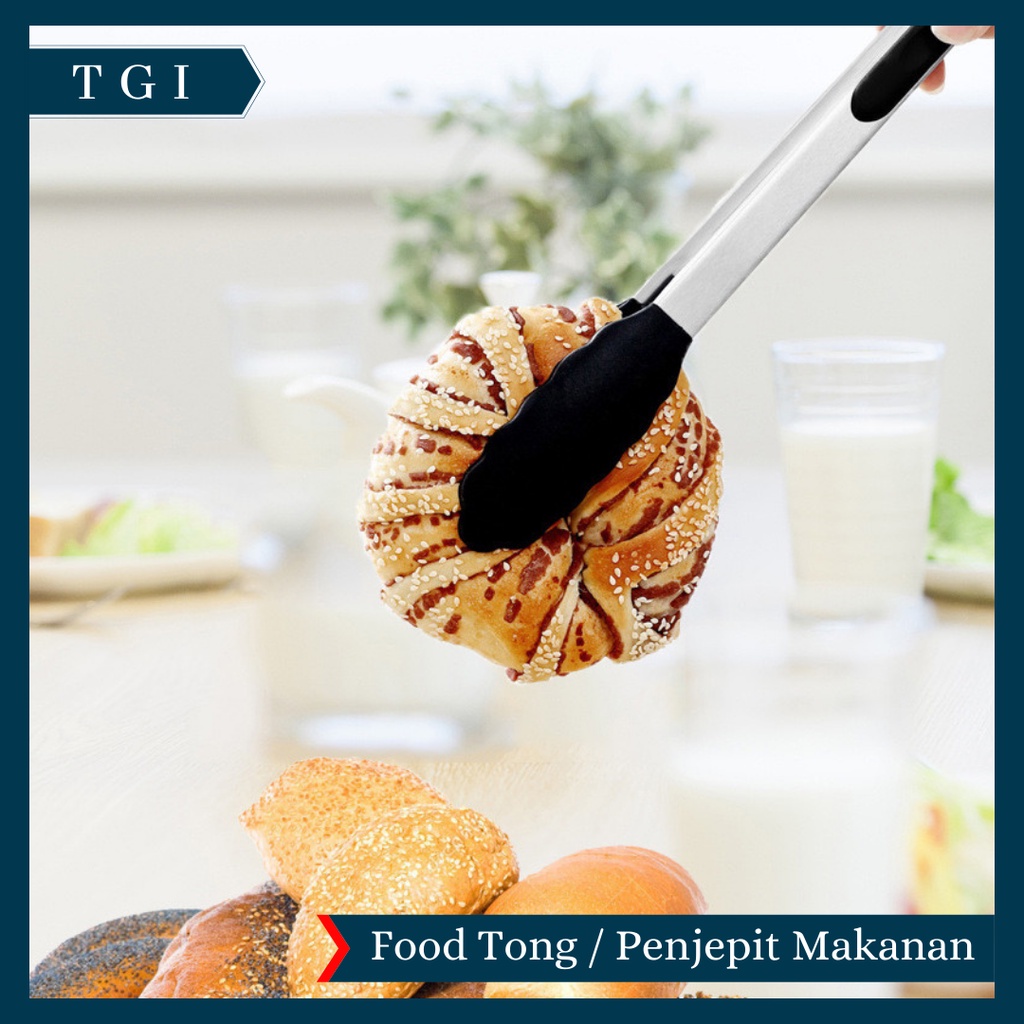 TGI - PENJEPIT CAPITAN KUE MAKANAN GORENGAN SILIKON 27 CM  FOOD TONG | UTENSILE AMBER | PENCAPIT | CAPITAN SUTIL SILICONE TAHAN PANAS FOOD TONG