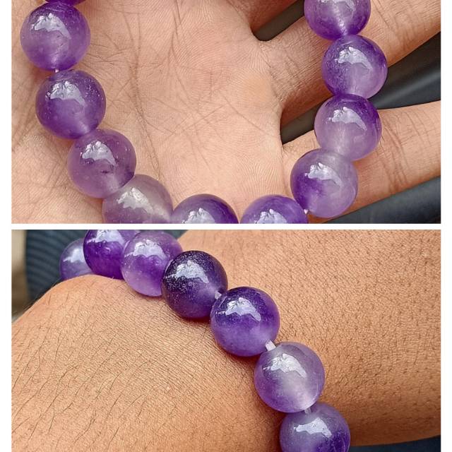 Gelang kecubung batu alami atau asli.
