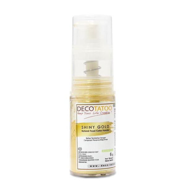 

Big Sale Decotatoo Shiny GOLD Color powder spray pump 6 gr (pewarna makanan) Big Sale