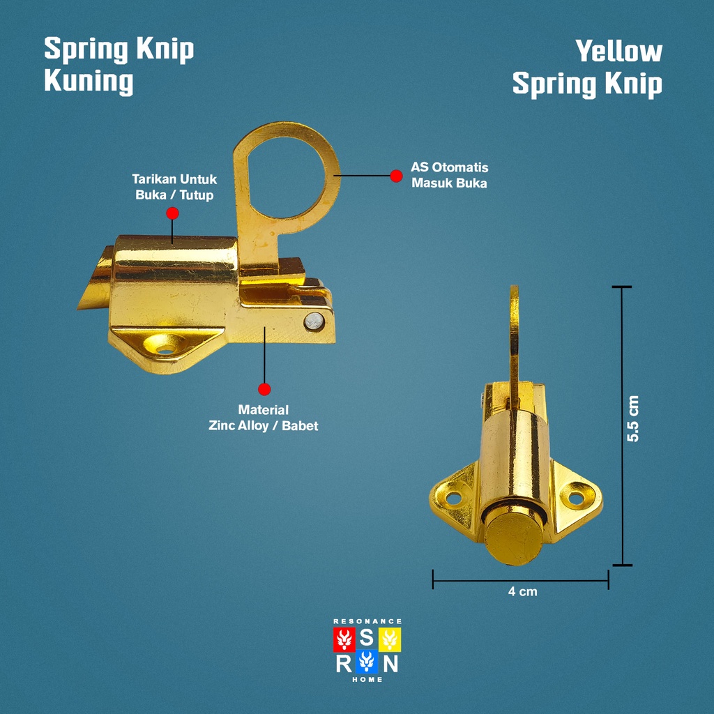 Spring Knip Kuning l Slot Jendela Kodok l Grendel l Knife l Tip Top Resonance Home