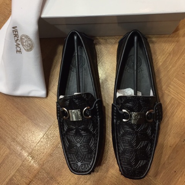 Sepatu SLIP ON KULIT VERSACE MIRROR 1:1 ori quality HITAM NEW MODEL BEST SELLER