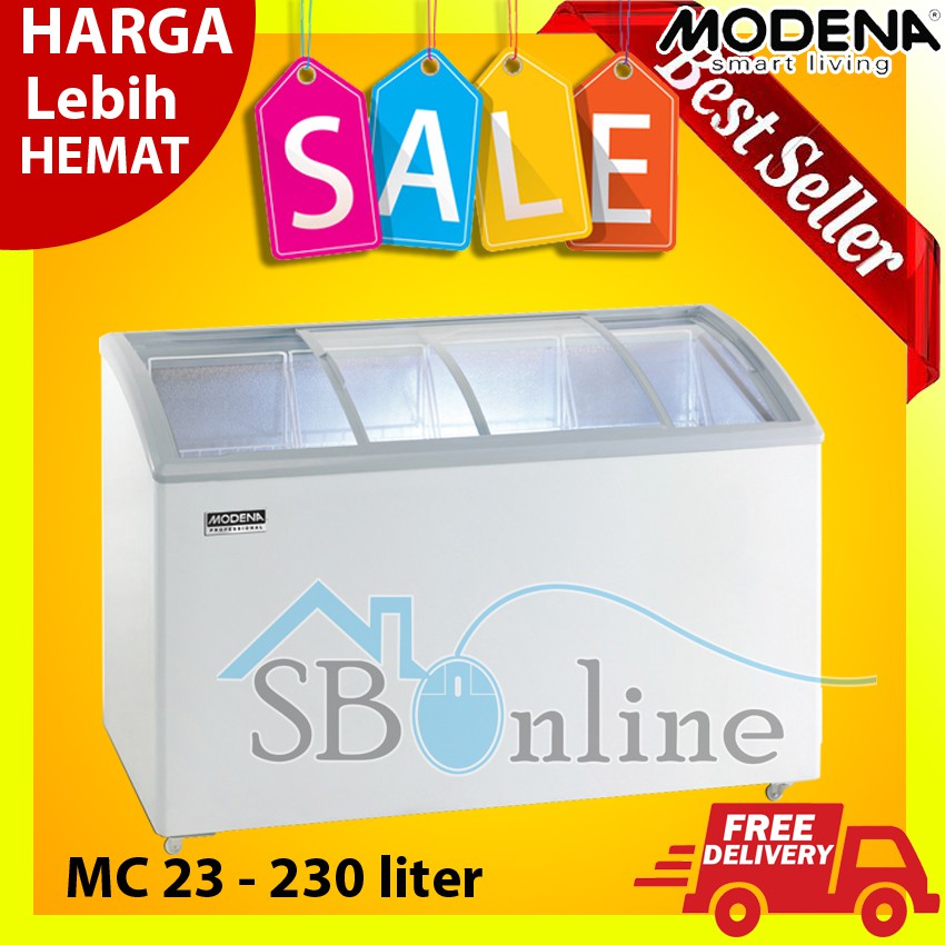 MODENA Sliding Curve Glass Freezer Gelati MC 23 230 Liter