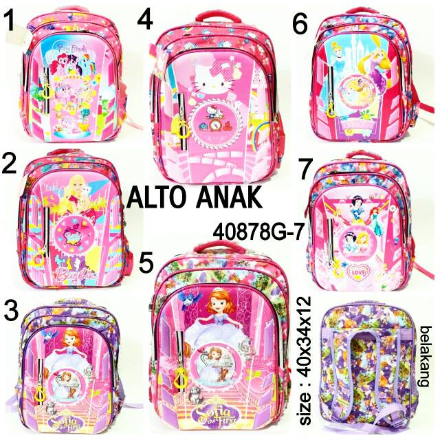 Tas sekolah ransel backpack cewek alto anak 40878G-7 tas punggung karakter terbaru dan termurah