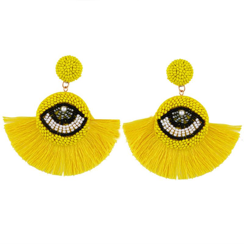 Siy Anting Kait Gantung Statement Desain Mata Besarrumbai Manikmanik Warna Warni Gaya Bohemian Untuk Wanita