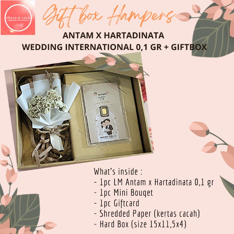 Hampers Antam Hartadinata Wedding Internasional 0,1gr/Logam Mulia/Kado/Gift/Kotak/Emas Mini/Micro Go