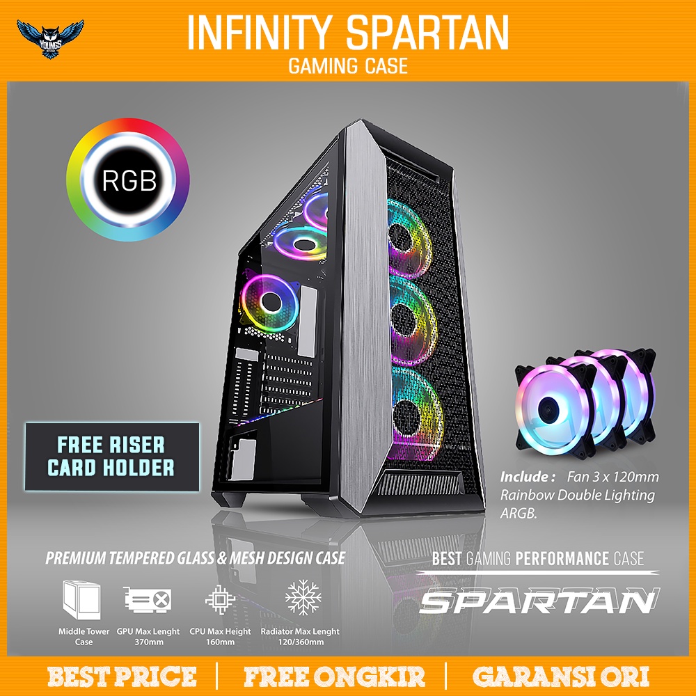 CASE INFINITY SPARTAN E-ATX | 3 FAN RGB | Mesh Alloy Tempered