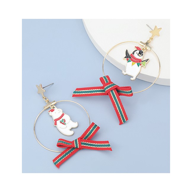 LRC Anting Natal Fashion Christmas Cane Bells Christmas Series Dripping Cane Bell Tassel P60244