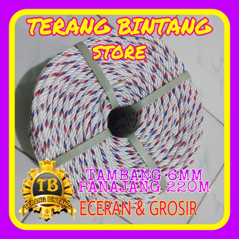 

( READY ) TALI TAMBANG ROLL PPD 6MM/TALI TAMBANG 6MM/TALI ROLL(GULUNG) 220M 1221