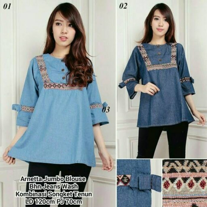 Debby tunik jeans jumbo bhn jeans wash fit to XXL