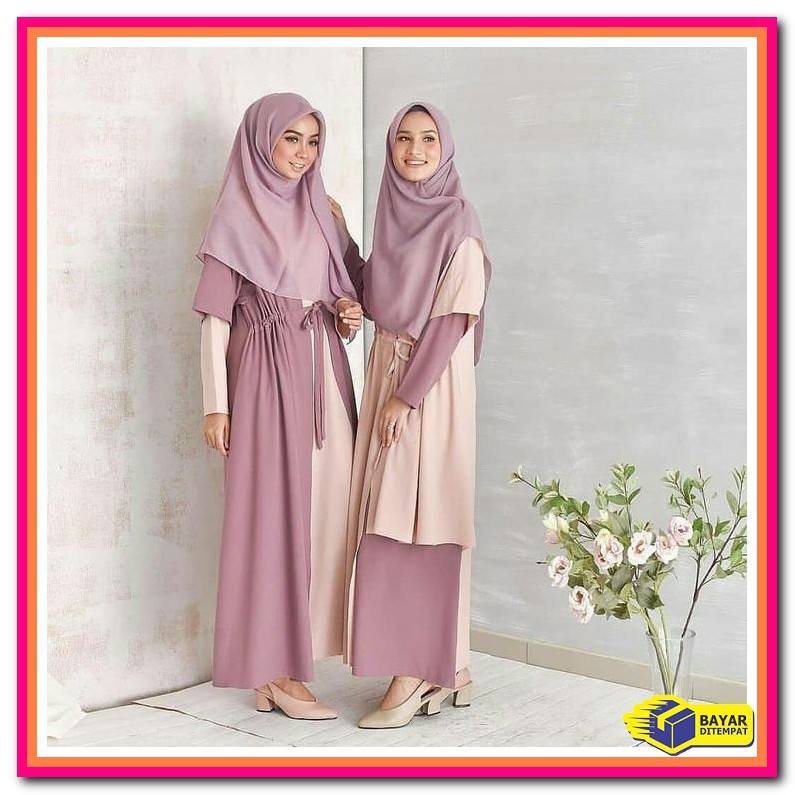 Baju Clandis Dress Muslim Gamis Syari Pesta Polos Wanita Remaja T HK314 Runa Maxi/ Dress Muslim/ Run