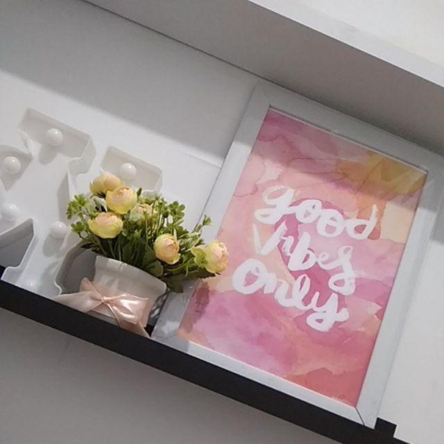 Promoooo!!! 1 Buah Wall Decor Frame Fiber A4 - Quotes Life Series Hiasan Dinding Shabby Chic