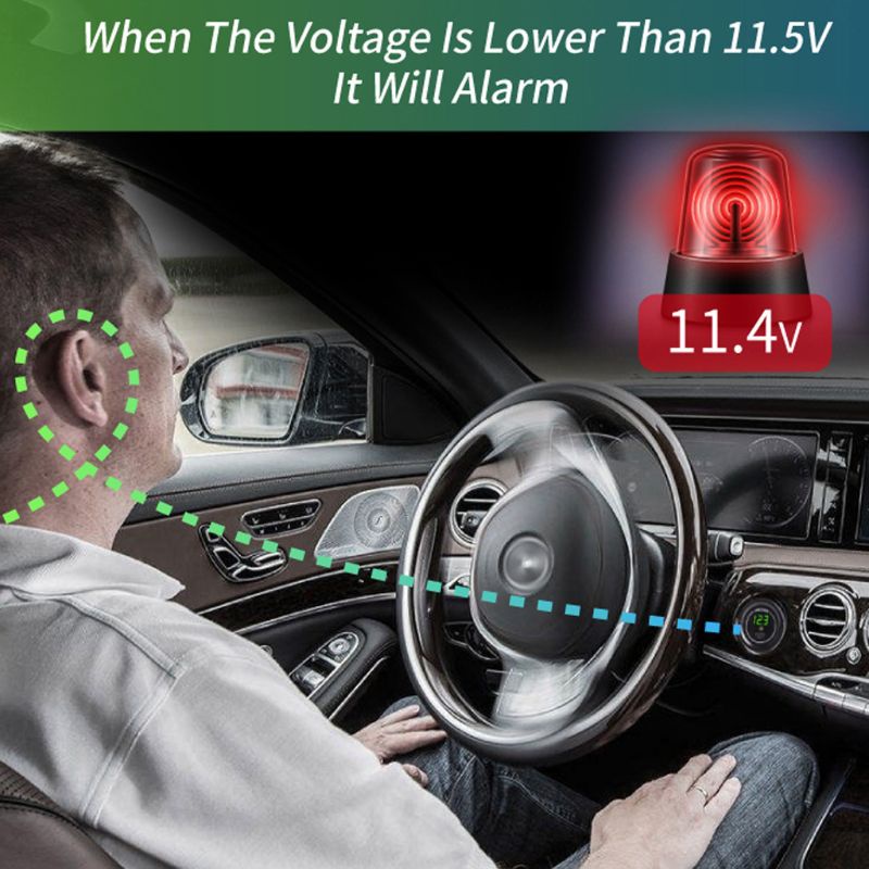 VIVI   Waterproof Motorcycle Boat Car DC 12V 24V 30V LED Voltmeter Display Voltage Meter with ON OFF Switch Low Voltage Alarm