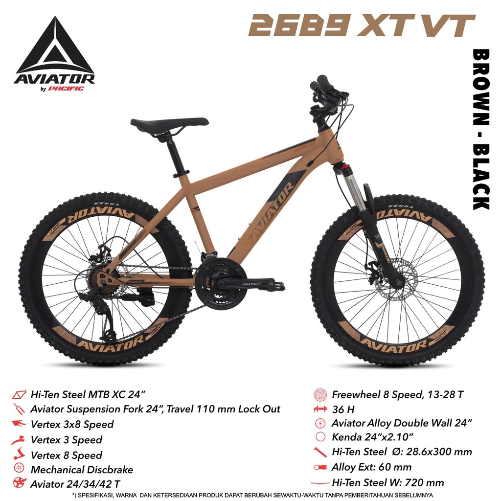 Sepeda MTB 24 INC Aviator 2689 XT VT NEW